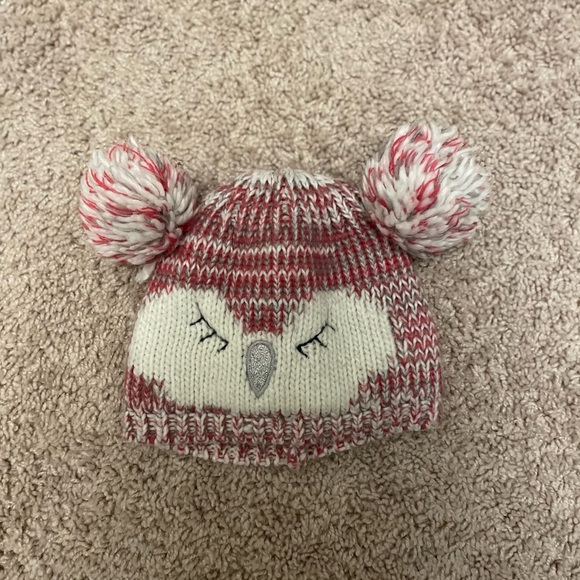 Cute Owl Knit Hat with Pom Poms - Picture 2 of 4